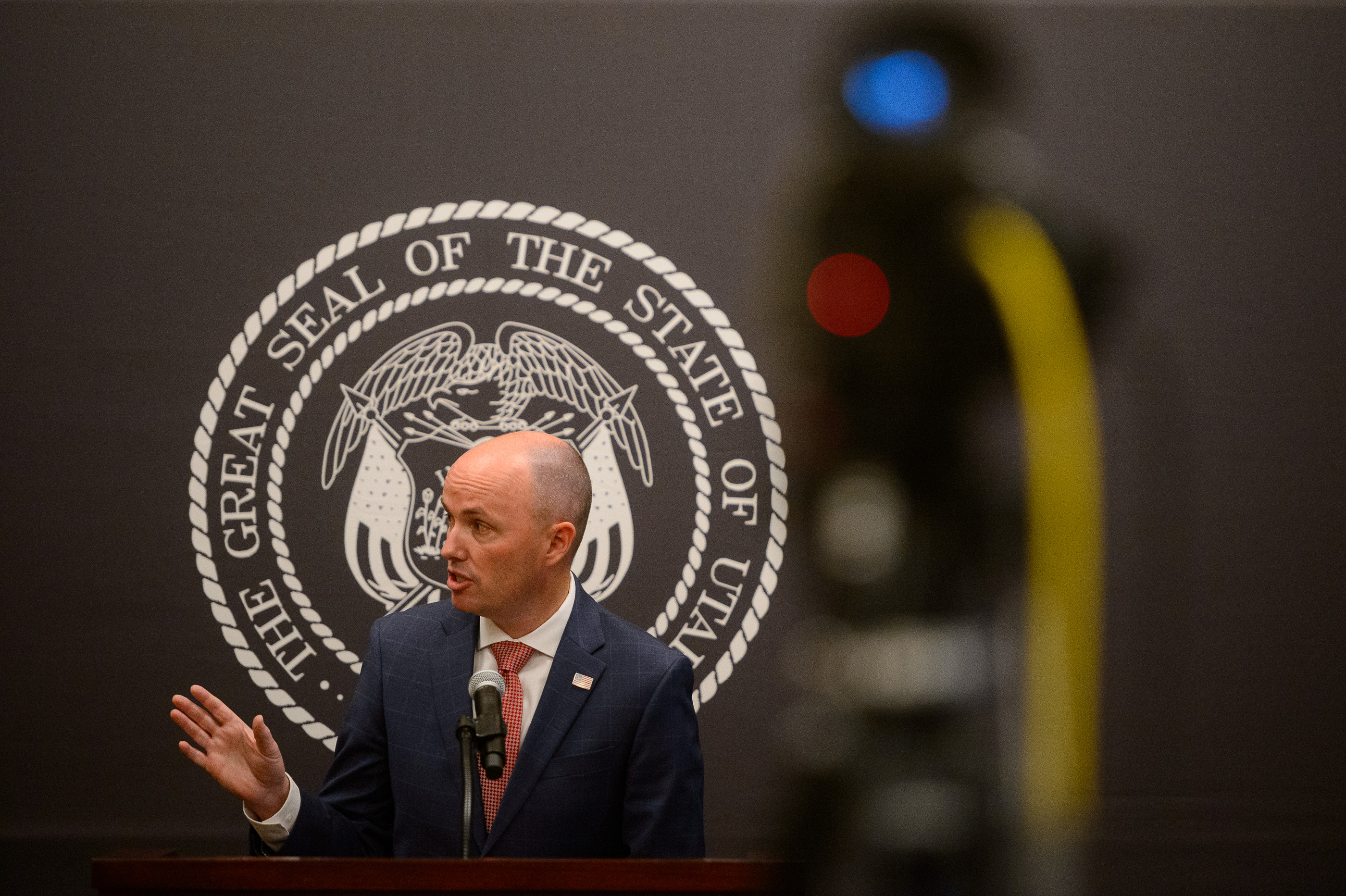 Gov. Spencer Cox speaks at a COVID-19 news briefing at the state Capitol in Salt Lake City on Thursday, Jan. 14, 2021.