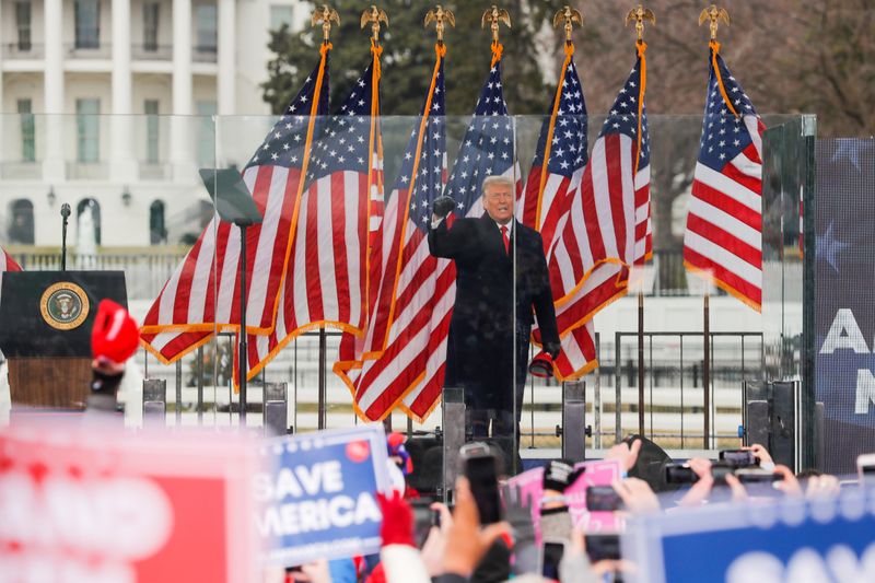 FILE PHOTO: U.S. President Donald Trump holds a rally to contest the certification of the 2020 U.S. presidential election results by the U.S. Congress, in Washington, U.S, January 6, 2021. REUTERS/Jim Bourg/File Photo
