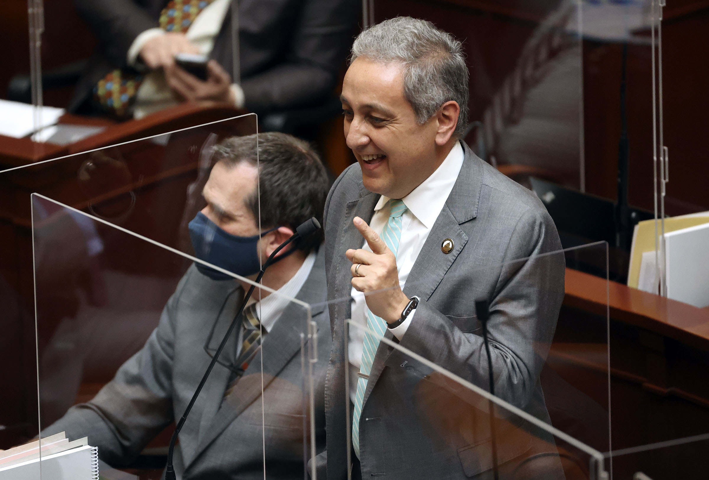 Rep. Cory Maloy, R-Lehi, discusses HB60, which drops the permit requirement for Utahns to carry a concealed firearm, in the House chamber at the Capitol in Salt Lake City on Tuesday, Jan. 26, 2021.