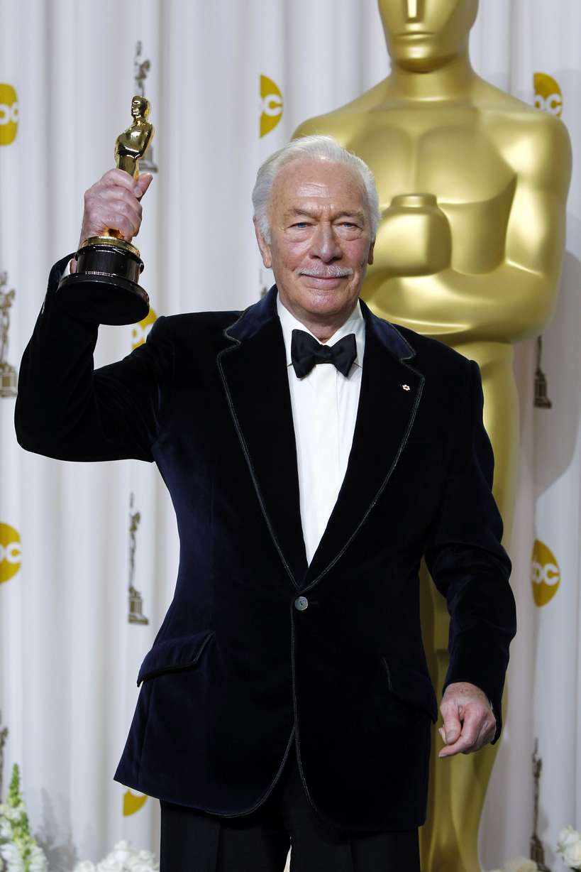 FILE - Christopher Plummer poses with the Oscar for best supporting actor for his work in "Beginners" during the 84th Academy Awards on Feb. 26, 2012, in the Hollywood section of Los Angeles.