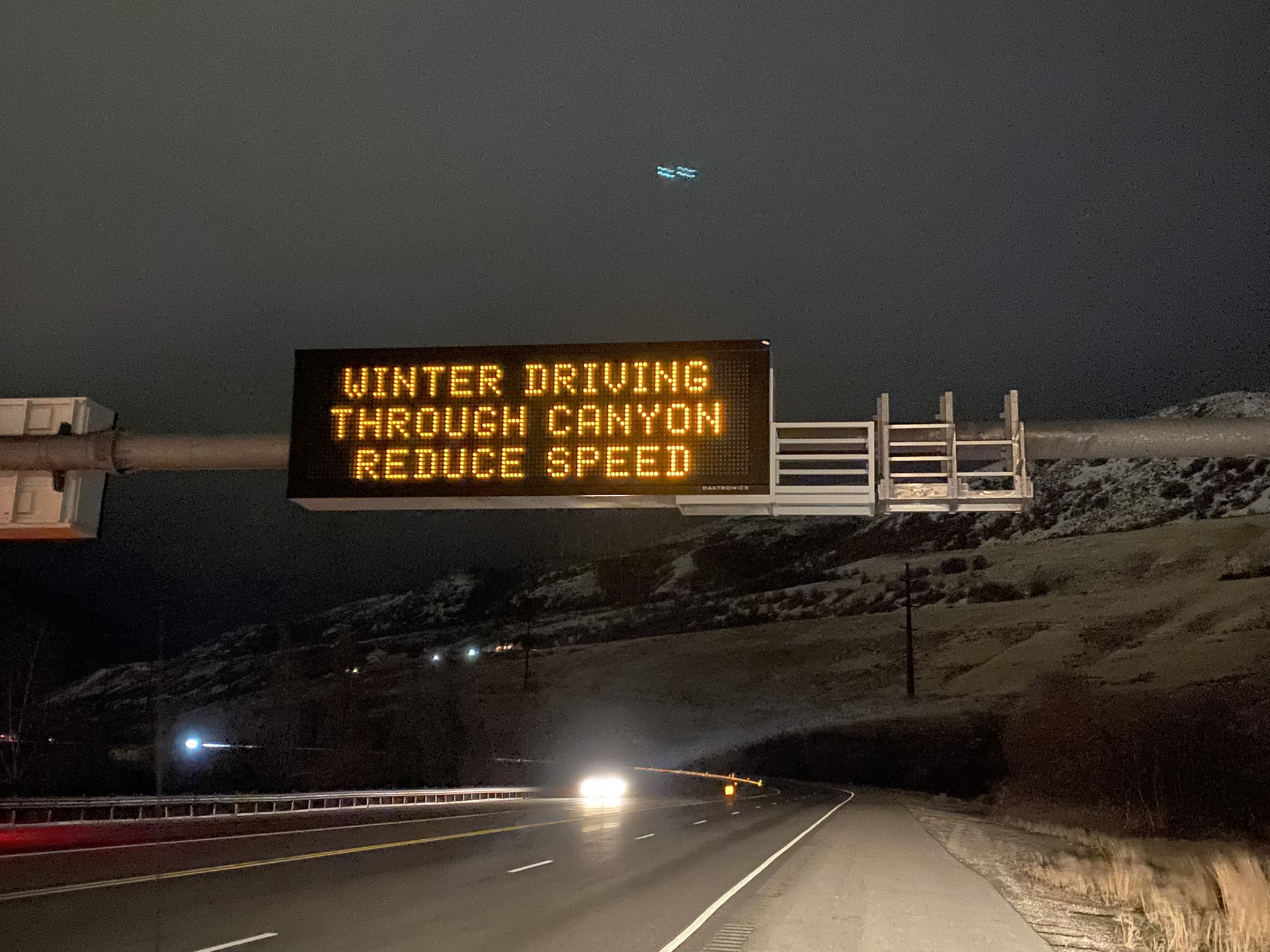 A Utah Department of Transportation highway sign warns drivers about potential winter driving conditions on Friday, Feb. 5, 2021.