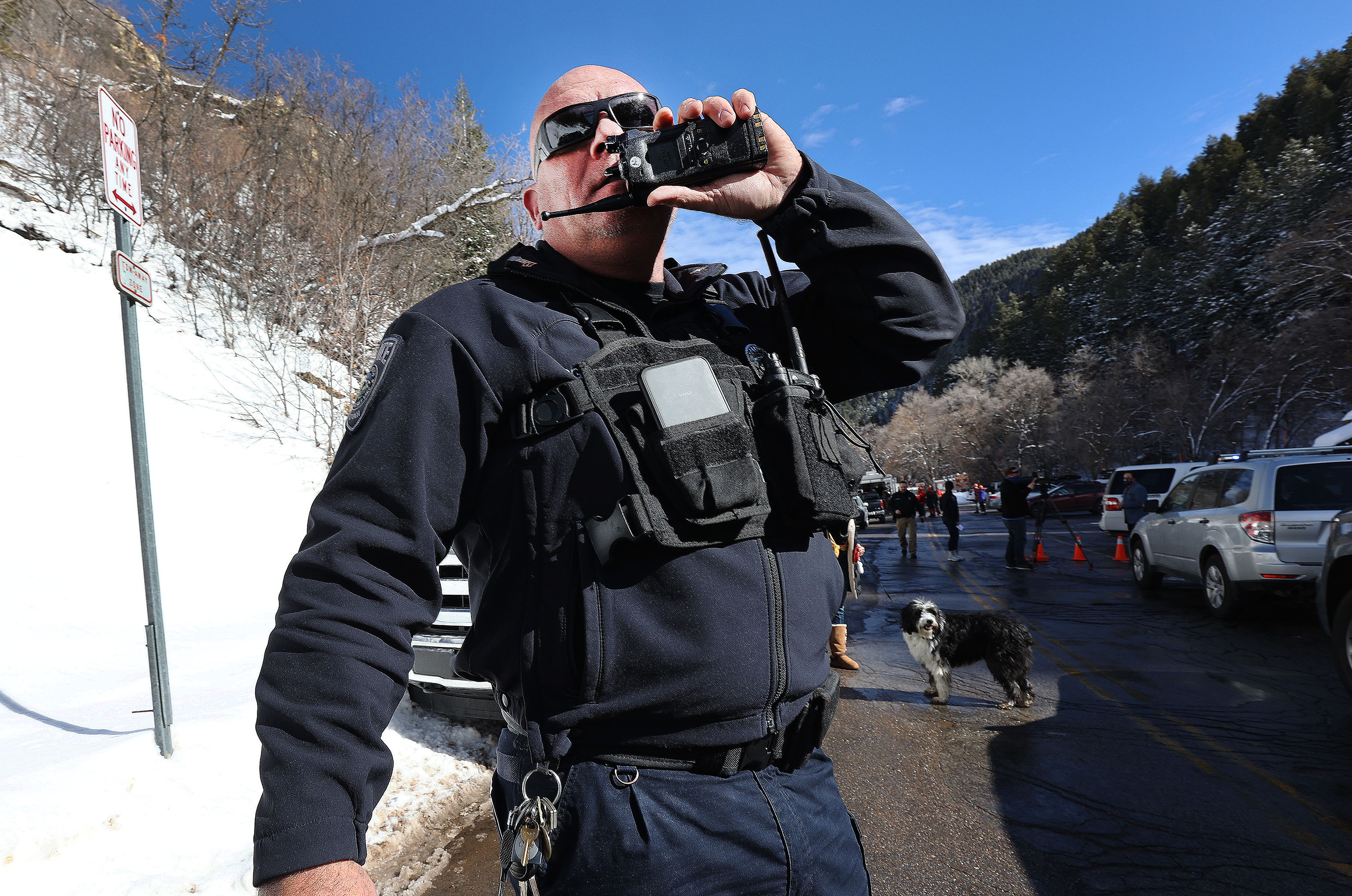 Unified Police Sgt. Ed Twohill organizes efforts for rescue of people that may have been caught in an avalanche in Millcreek Canyon in Salt Lake County on Saturday, Feb. 6, 2021.