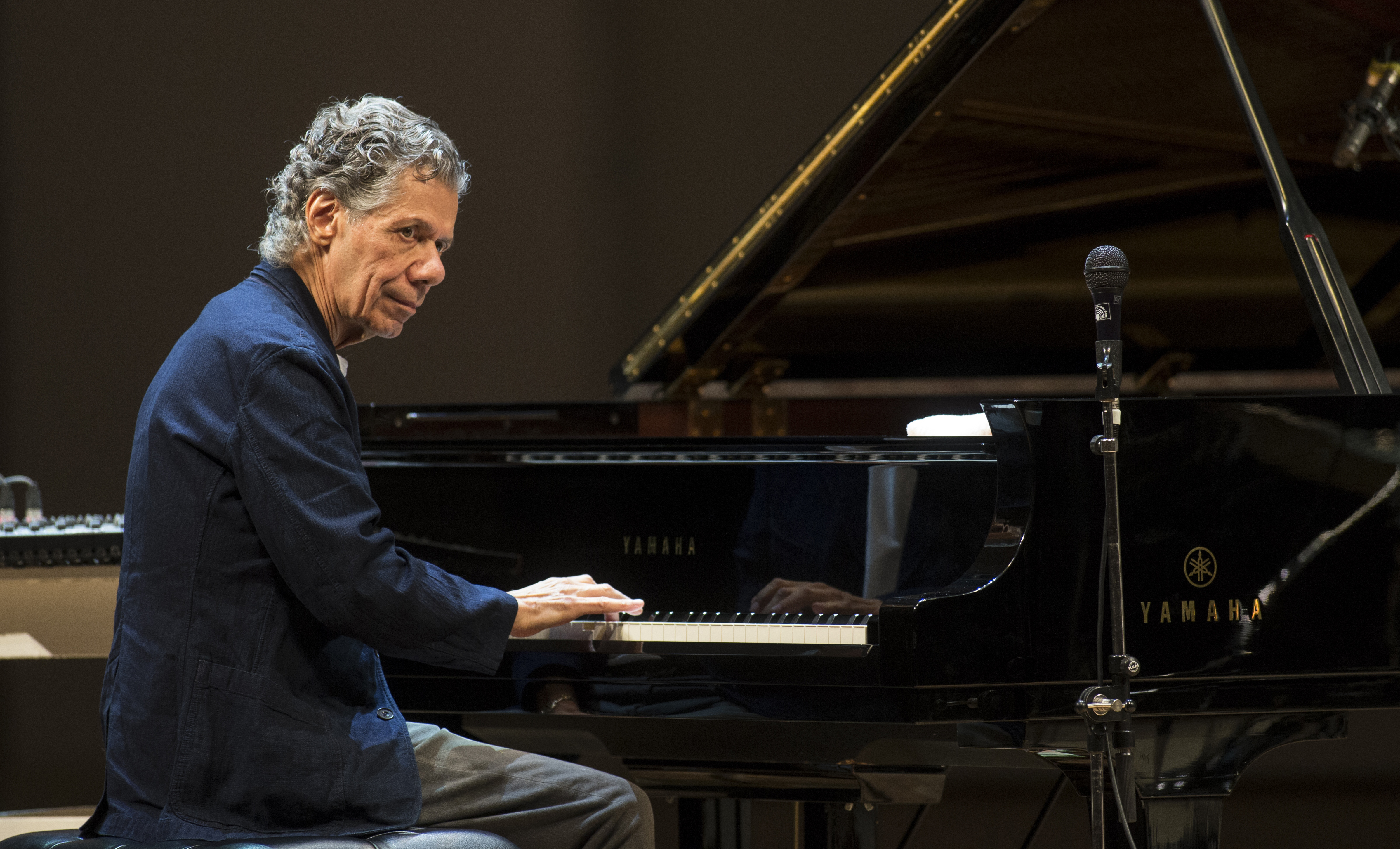 FILE - Chick Corea performs with Eddie Gomez and Brian Blade perform during their concert in Moscow, Russia, on May 15, 2017. Corea, a towering jazz pianist with a staggering 23 Grammy awards who pushed the boundaries of the genre and worked alongside Miles Davis and Herbie Hancock, has died. He was 79. Corea died Tuesday, Feb. 9, 2021, of a rare for of cancer, his team posted on his web site. His death was confirmed by Corea's web and marketing manager, Dan Muse.