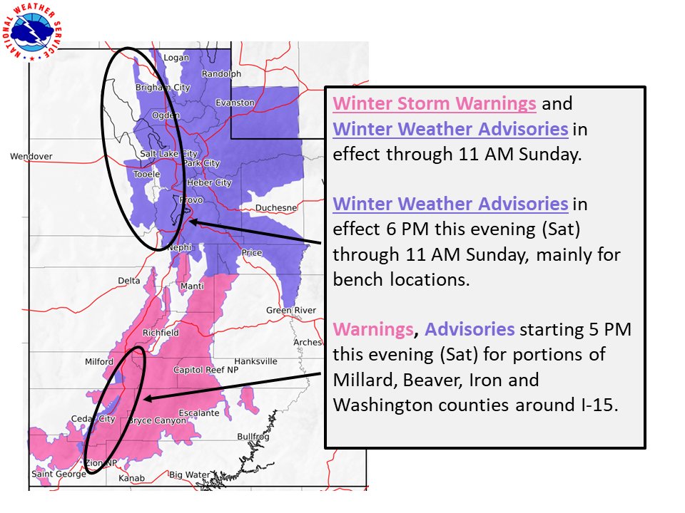 Winter weather advisories, storm warnings issued across Utah through Sunday morning