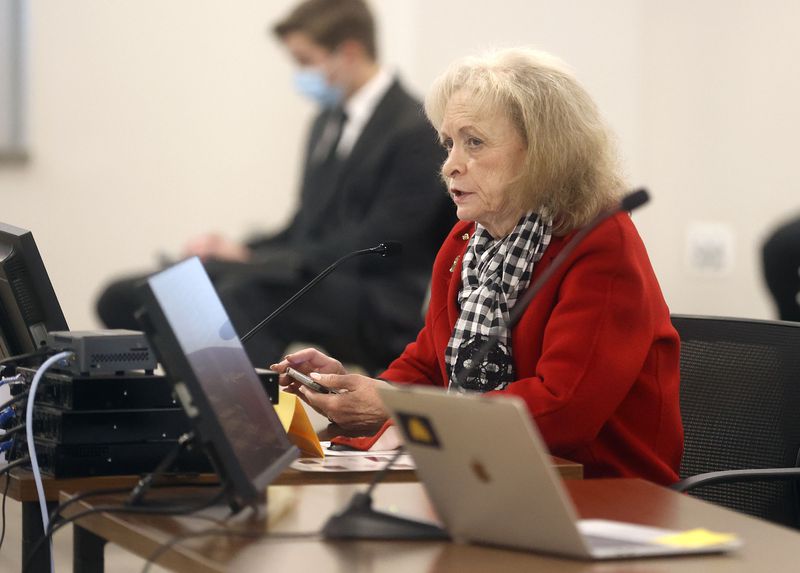 Gayle Ruzicka, president of the Utah Eagle Forum,
speaks in support of HB302 during a House Education Committee
meeting at the State Office Building in Salt Lake City on Thursday,
Feb. 11, 2021. The bill would bar transgender athletes at public
schools to participate in girls sports.