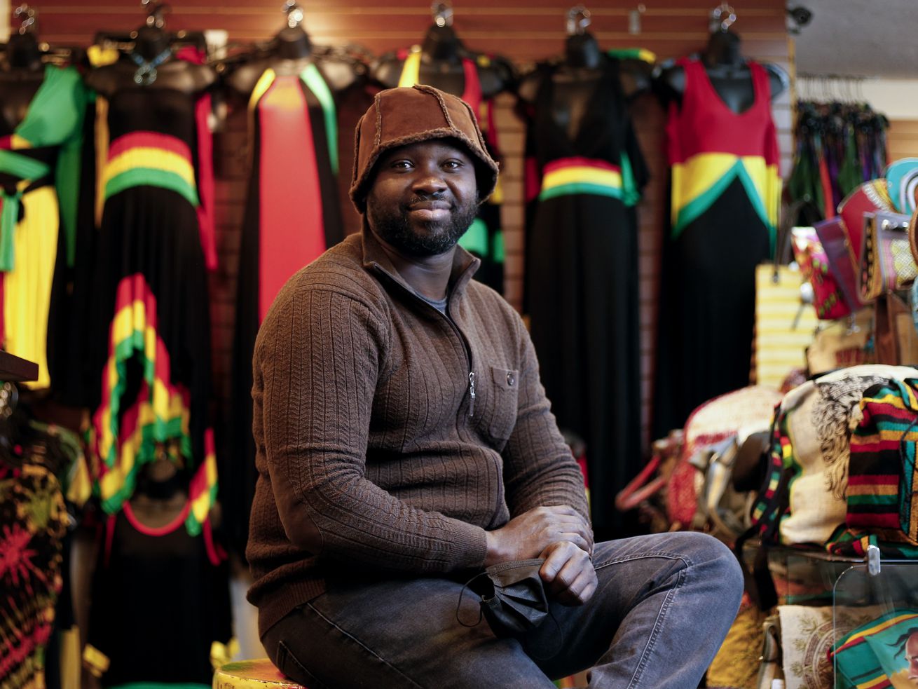 Ibou Fall is photographed in his store, Twisted Roots,
in Salt Lake City on Friday, Feb. 12, 2021.