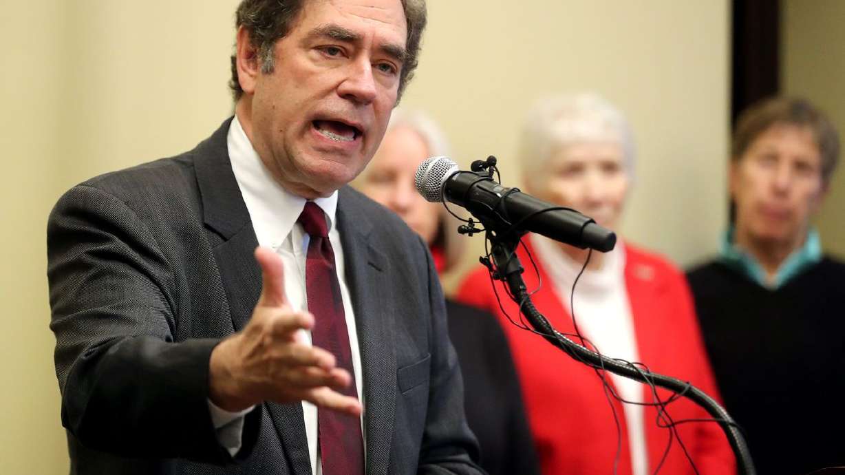 Rep. Brian King, D-Salt Lake City, speaks at a press
conference at the Capitol on Tuesday, Dec. 17, 2019.