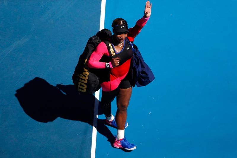 Tennis - Australian Open - Melbourne Park, Melbourne, Australia, February 18, 2021 Serena Williams of the U.S. leaves the court after losing her semi final match against Japan's Naomi Osaka REUTERS/Asanka Brendon Ratnayake