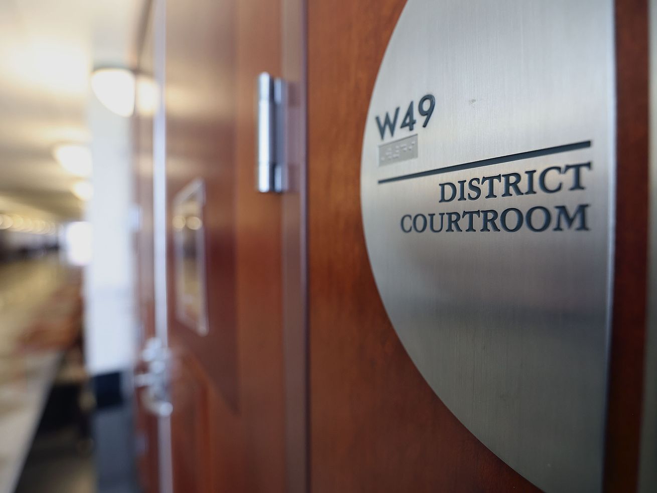 The entrance to a courtroom in the Matheson Courthouse
in Salt Lake City is pictured on Friday, Jan. 22, 2021.