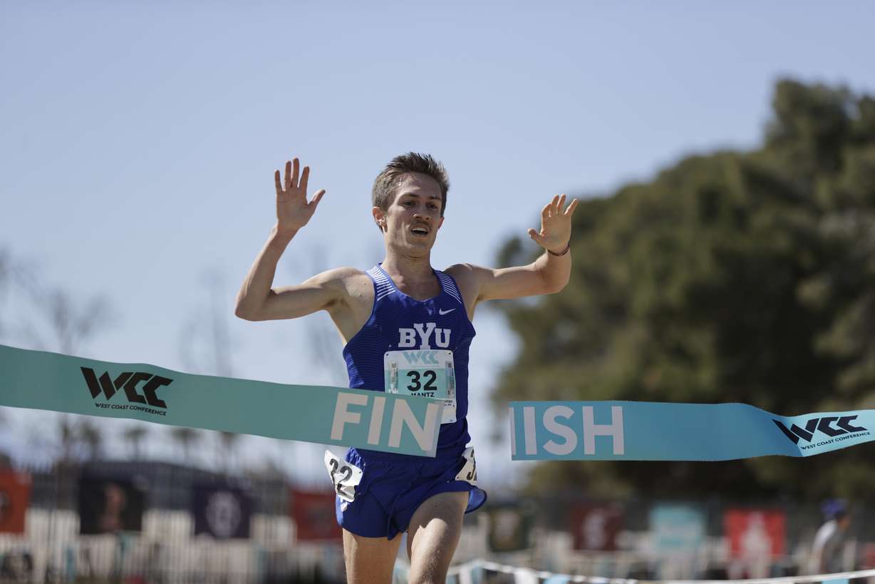BYU harrier Conner Mantz wins his second WCC individual title at the West Coast Conference championships, Wednesday, Feb. 24, 2021 in North Las Vegas.