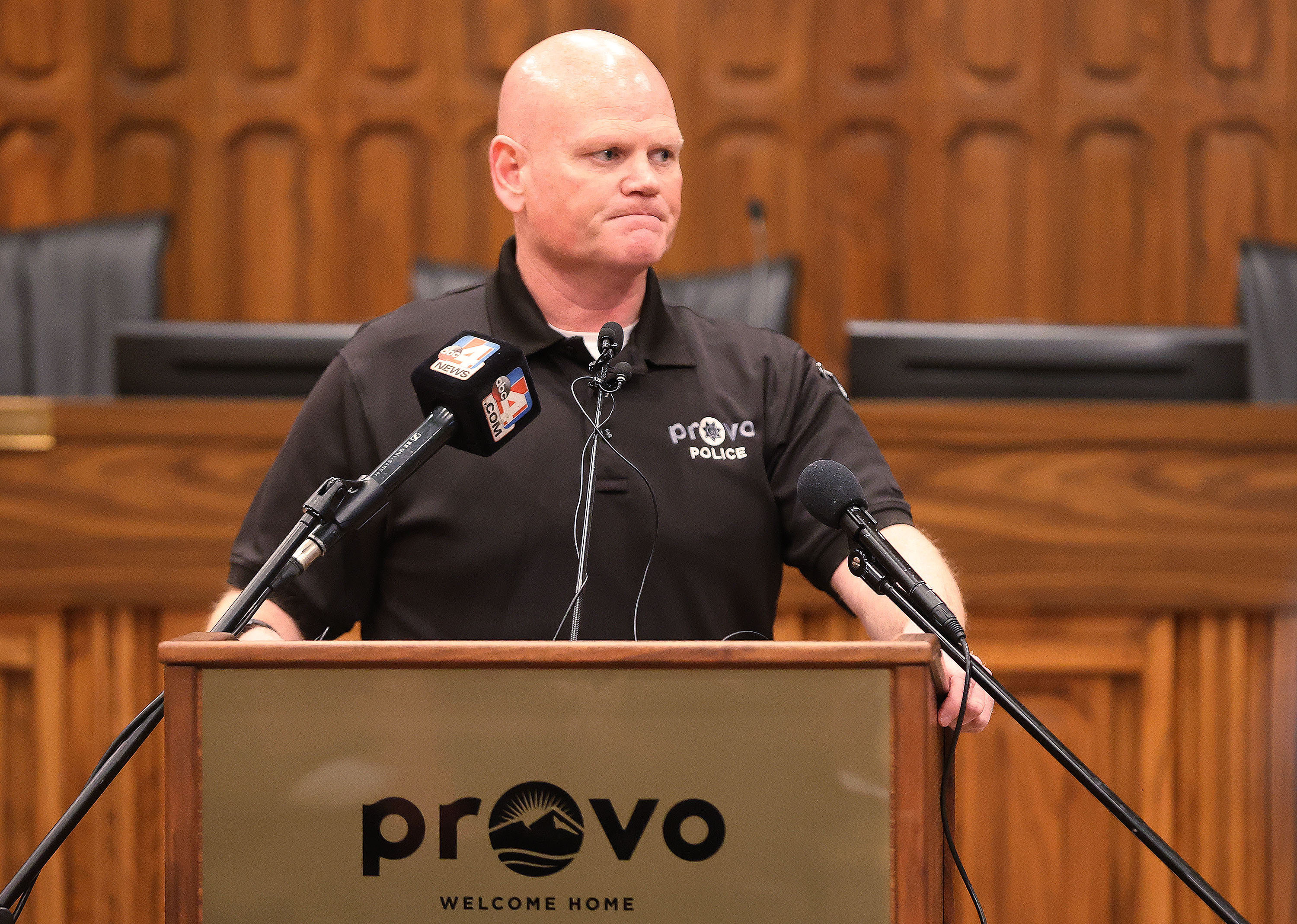 Provo Police Chief Rich Ferguson talks about Provo police officer John Oseguera, who was injured during an exchange of gunfire with a man at Vista Ridge Apartment Community in Provo on Thursday, Feb. 25, 2021. A few hours after the shooting, police announced Oseguera had been shot at least twice in addition to receiving a shrapnel wound to his head. The man accused of shooting the officer was also hospitalized Thursday for gunshot wounds.