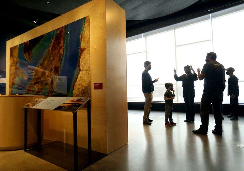 People tour the Natural History Museum of Utah in Salt
Lake City on Friday, Feb. 19, 2021.