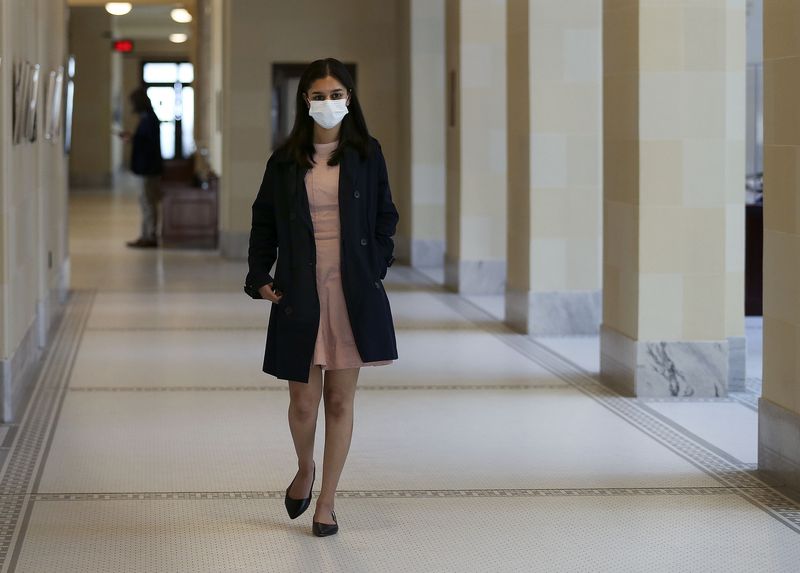 Arundhati Oommen, a West High School student and student member of the Salt Lake City Board of Education, walks to a committee room to testify on HB338 at the Capitol in Salt Lake City
on Wednesday, Feb. 24, 2021. The bill, sponsored by Rep. Joel Briscoe, D-Salt Lake City, would allow 16- and 17-year-olds to vote in school board races — if permitted by the local school
board.