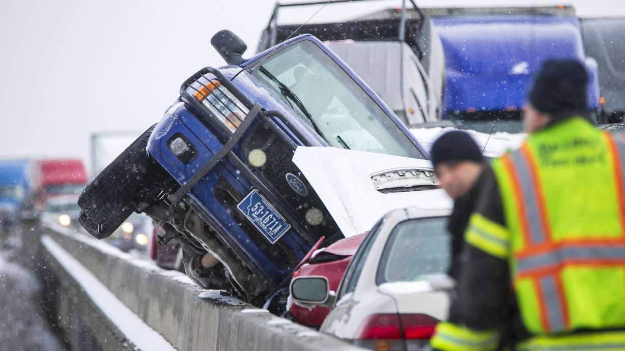 About 30 vehicles involved in pileup on icy Montana bridge
