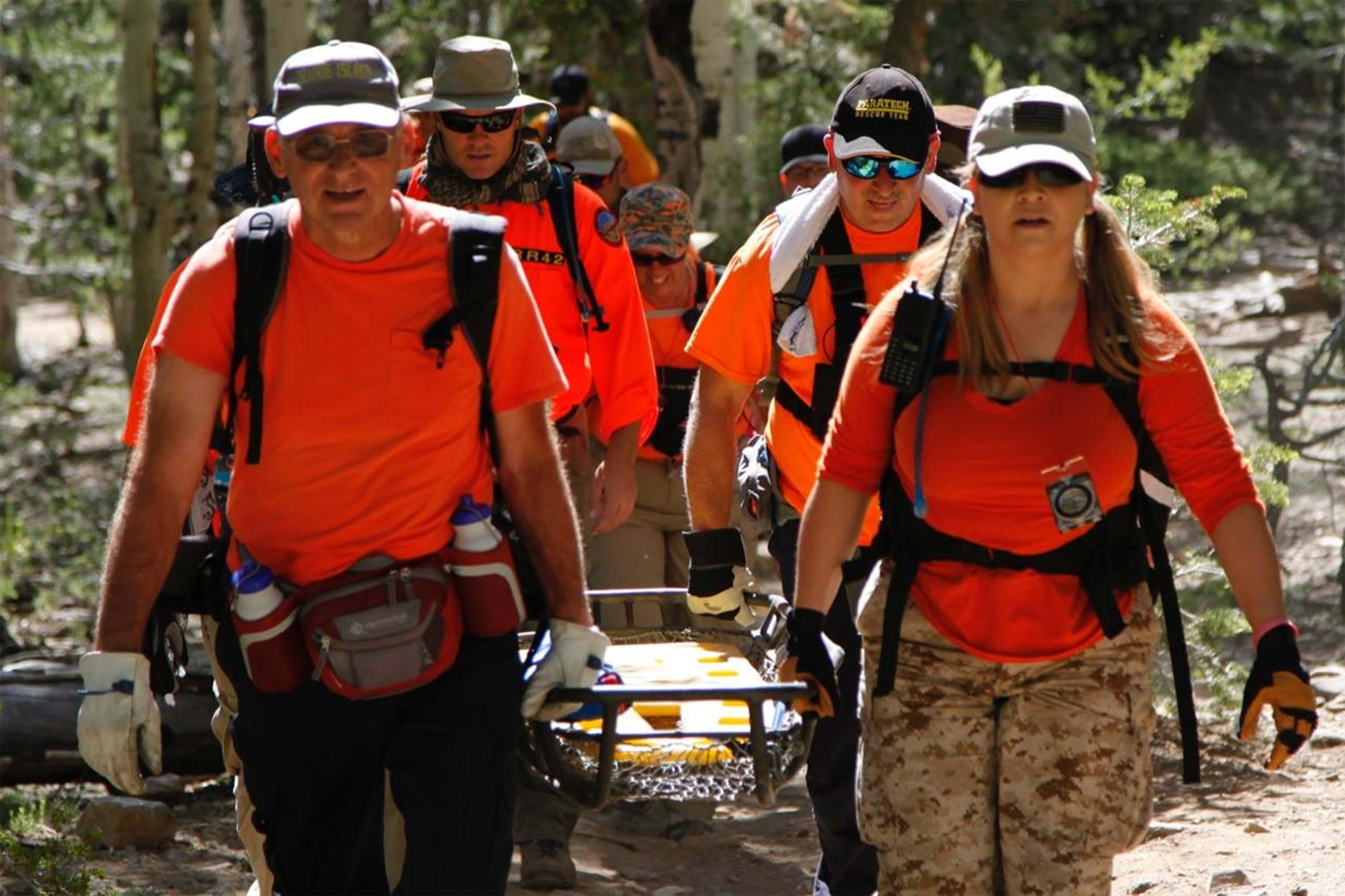 Red Rock Search and Rescue team members participate in a wilderness fIrst aid field training exercise in this undated photo.