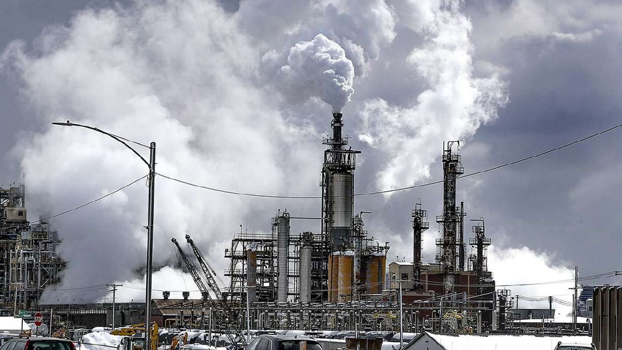 Steam rises from the Marathon refinery on a cold
morning in Salt Lake City on Wednesday, Feb. 17, 2021.