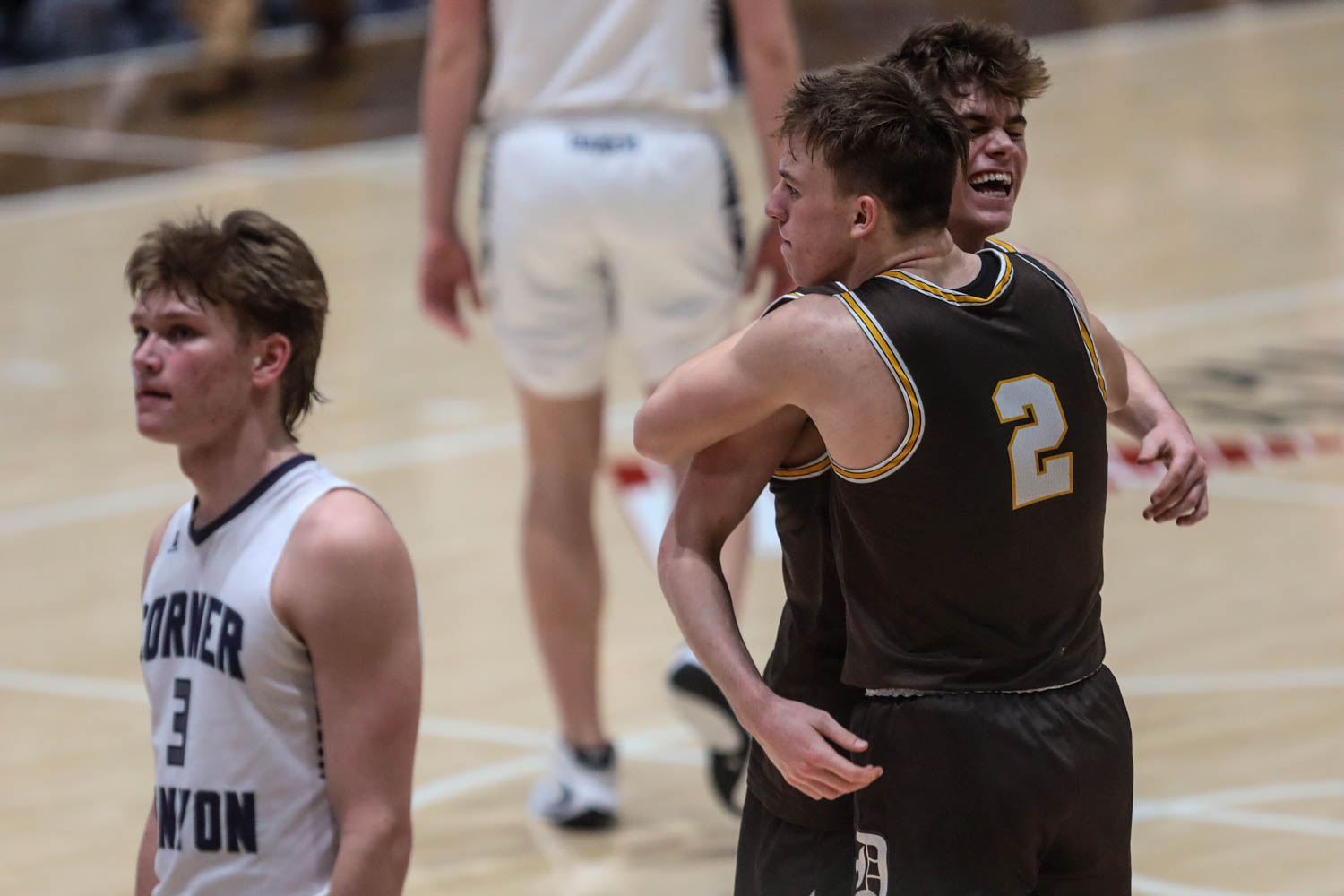 Corner Canyon and Davis compete in the 6A boys basketball state semifinals at Salt Lake Community College in Salt Lake City on Thursday, March 4, 2021.