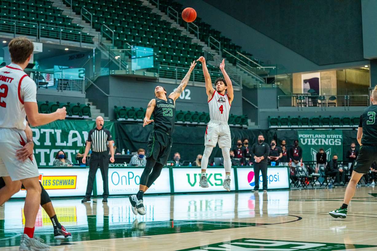 Senior guard Dre Marin shoots a shot during SUU's championship-clinching win over Portland State.