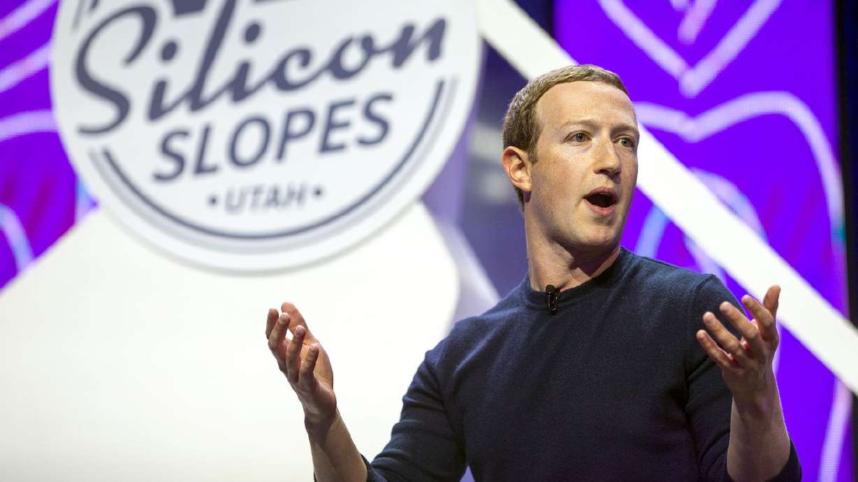 Mark Zuckerberg, founder and CEO of Facebook, speaks at
the Silicon Slopes Tech Summit at the Salt Palace Convention Center
in Salt Lake City on Friday, Jan. 31, 2020. On Wednesday, Facebook
announced it had filed motions to dismiss in two cases alleging
conduct by the company in contravention of U.S. antitrust law.