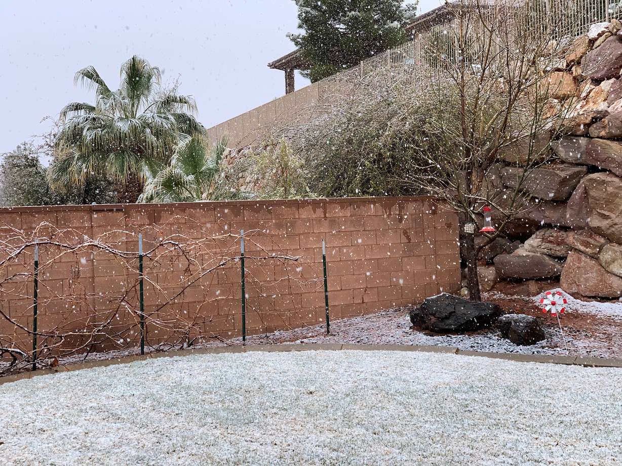 Snow falls in St. George on Friday, March 12, 2021.