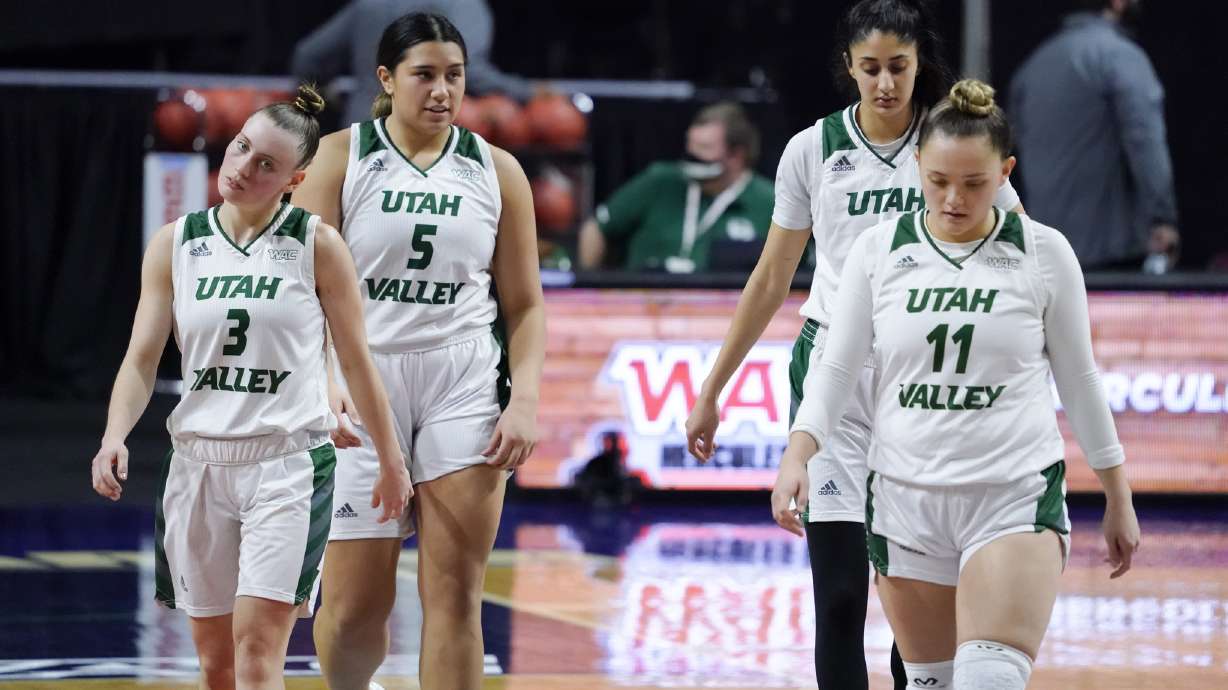 Utah Valley women's basketball during a Western Athletic Conference Tournament semifinal, Friday, March 14, 2021 in Las Vegas