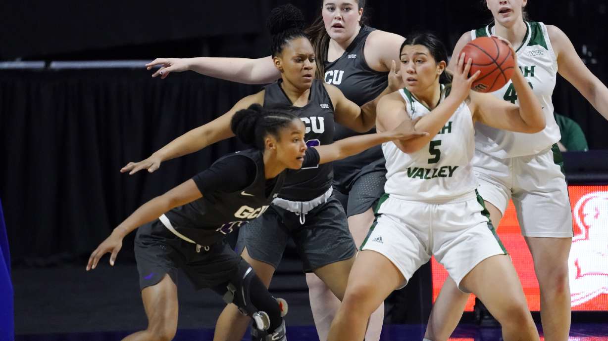 Utah Valley women's basketball during a Western Athletic Conference Tournament semifinal, Friday, March 14, 2021 in Las Vegas