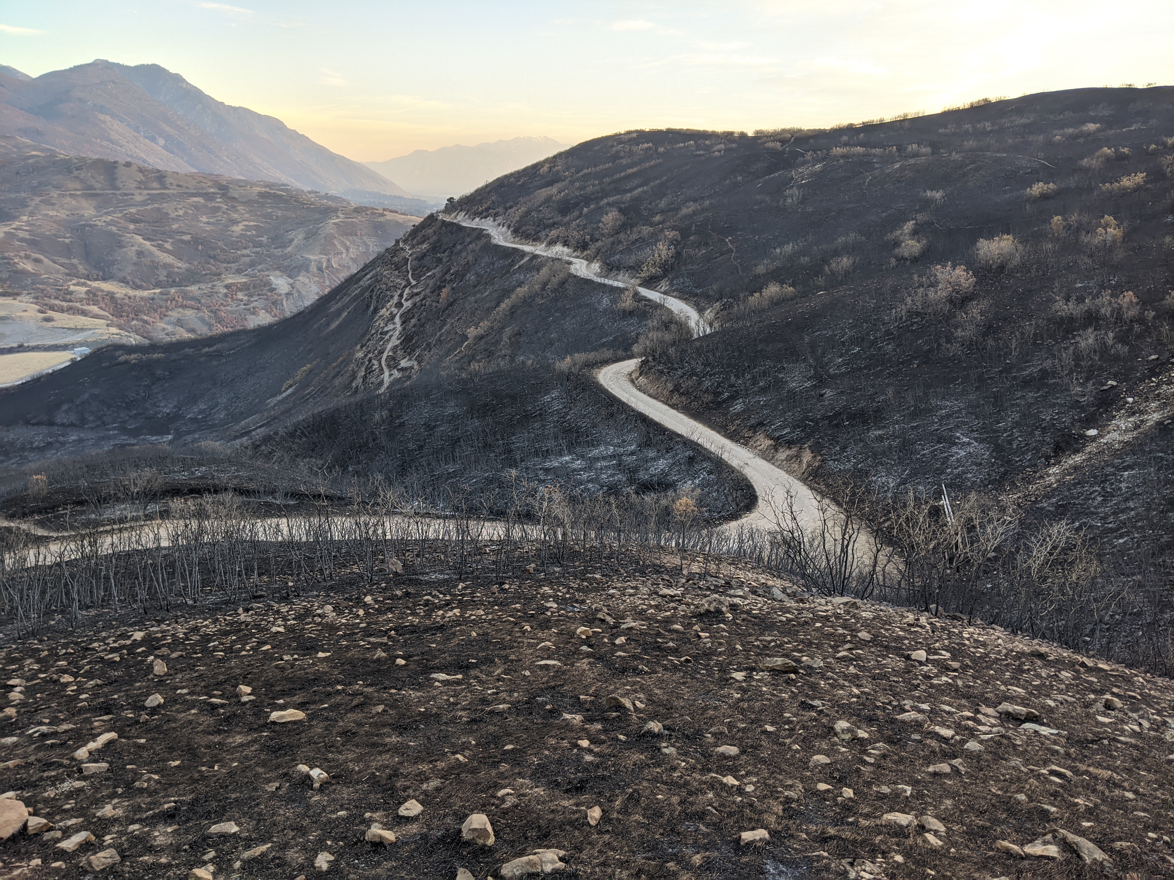 A photo of the burn scar left by the Range Fire at the Timpanogos Wildlife Management Area near Provo Canyon. The photo was taken on Oct. 27, 2020.