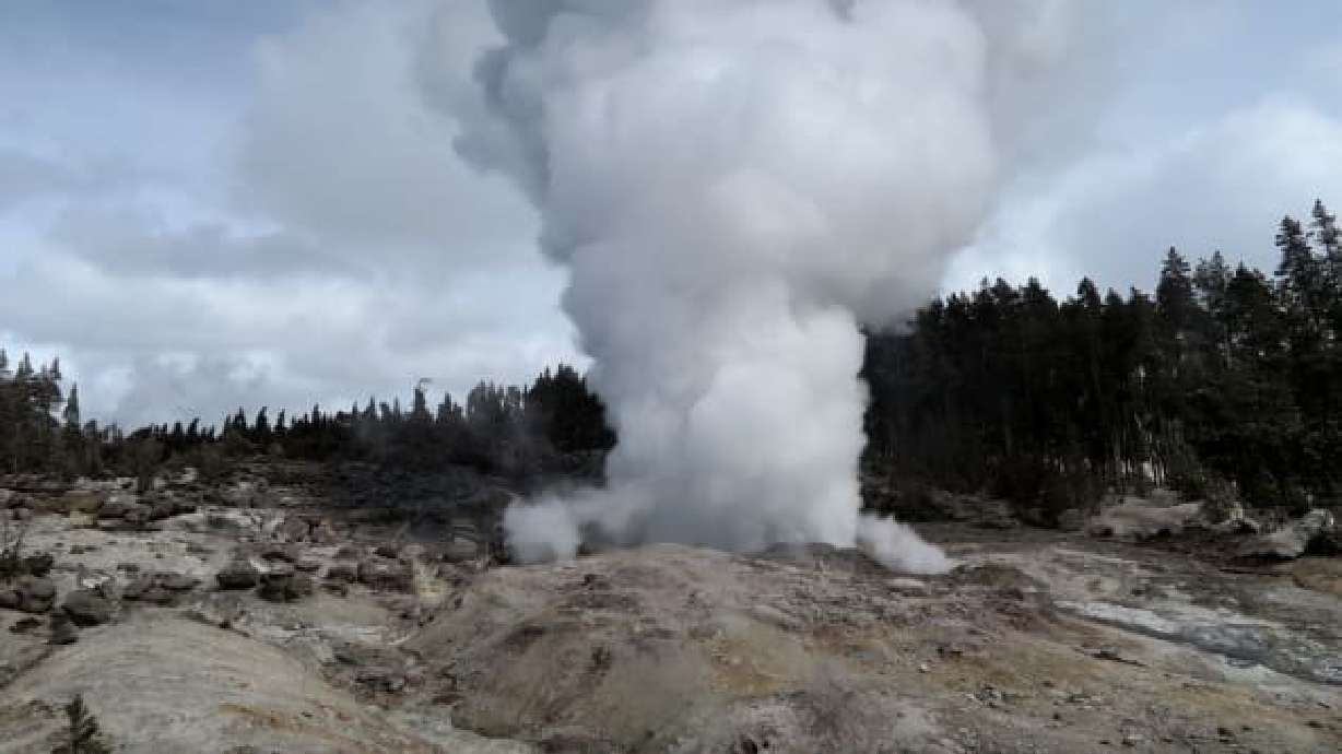 Yellowstone National Park's Steamboat Geyser just erupted for the third time in two months, and scientists aren't sure why. It doesn't erupt very often, but when it does, it is the tallest active geyser in the world. The Steamboat Geyser -- known to eject a column of water 300 feet in the air -- erupted for the third time April 27.
Credit: Behnaz Hosseini/USGS/National Park Service
