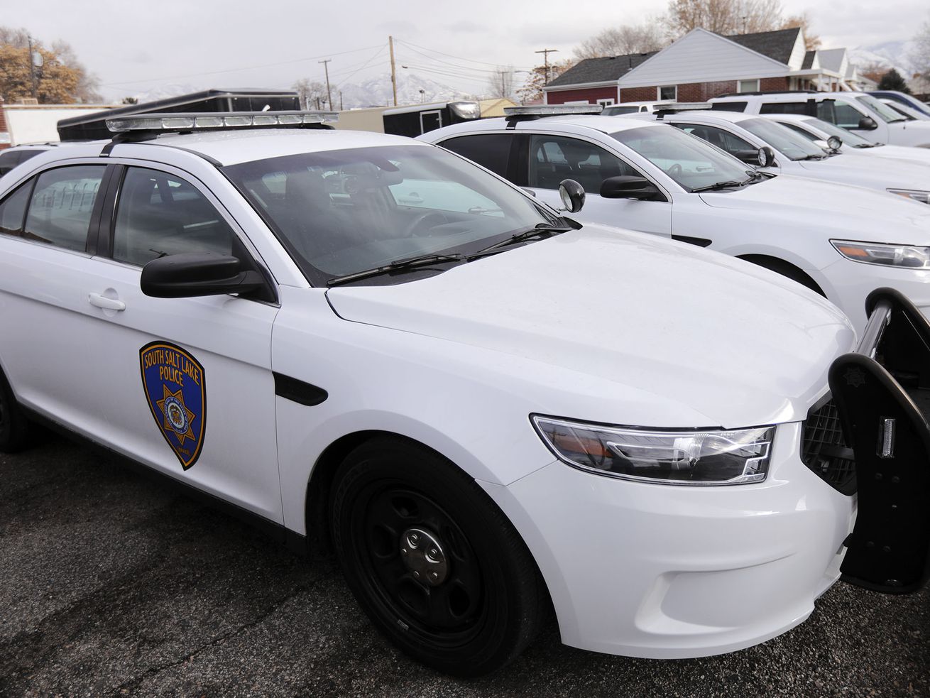 Police cars are parked outside of the David P. Romrell
Public Safety Building in South Salt Lake on Jan. 9, 2020. A Peace
Officer Standards and Training Council meeting held Tuesday dealt
with disciplining officer misconduct and looking at the police
reform bills passed during the recently completed Utah legislative
session.