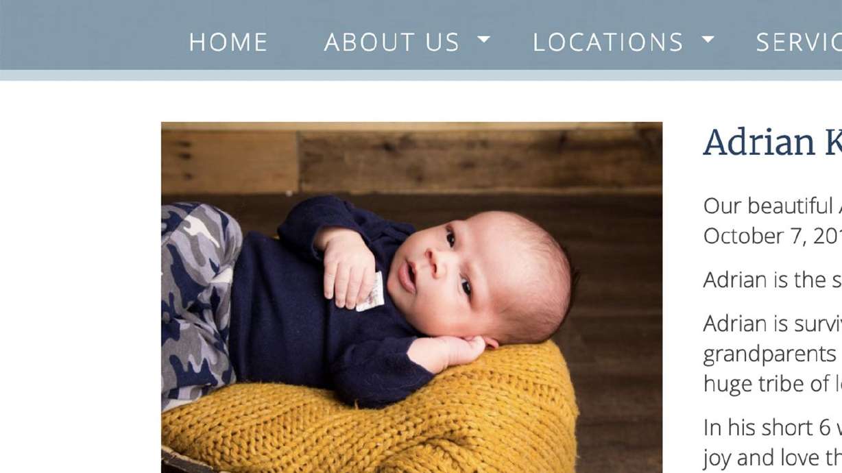 Adrian Keith Barrows died Oct. 7, 2019, according to
the infant’s obituary and South Jordan police. Mitchell Aaron
Barrows, 23, of Orem, the father of the 6-week-old, was charged on
Monday, March 22, 2021, with murder, a first-degree felony, in the
baby’s death.