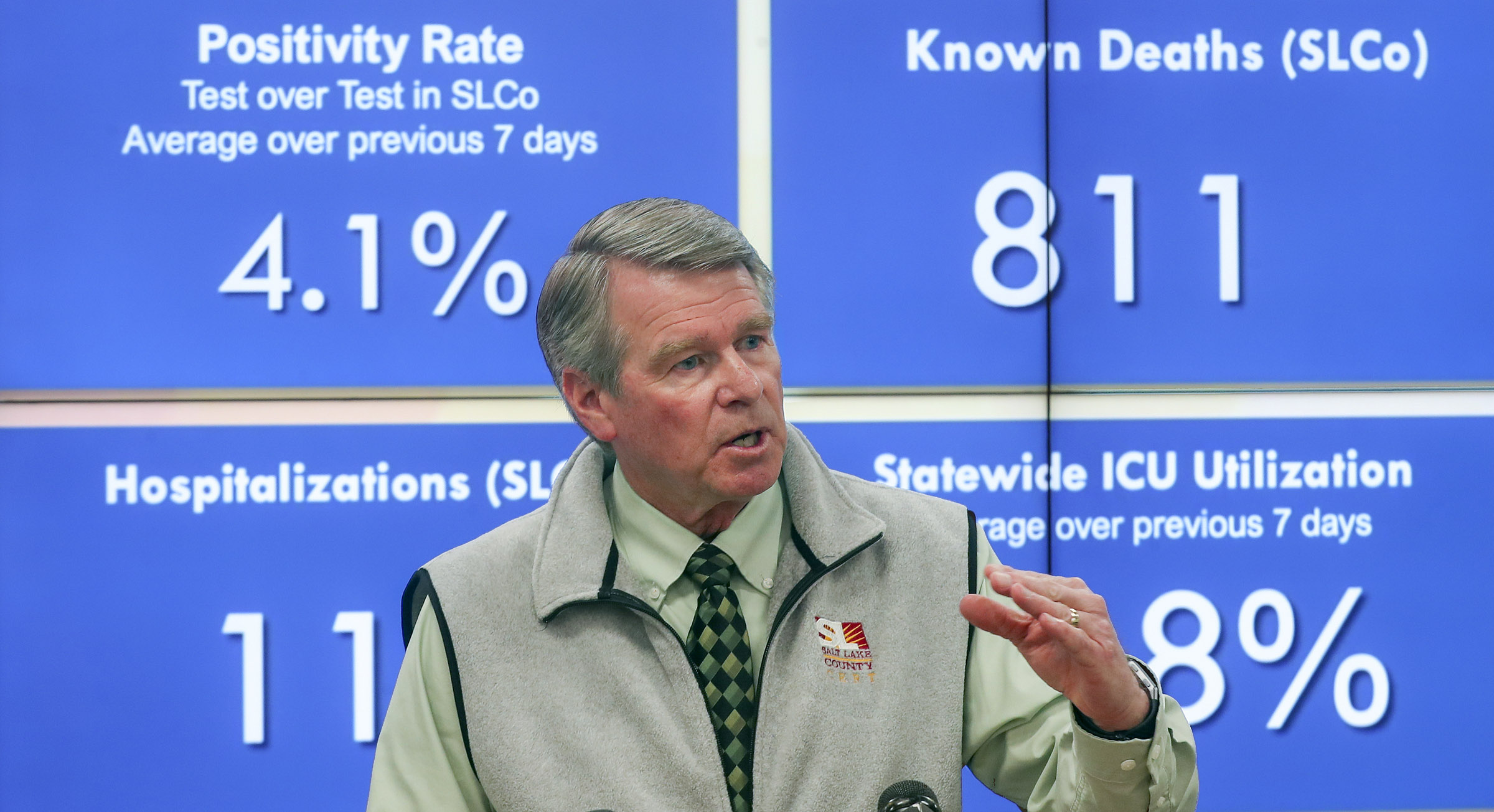 Gary Edwards, executive director of the Salt Lake County Health Department, talks about the county's COVID-19 vaccination efforts during a press conference at the Salt Lake County Emergency Coordination Center in Salt Lake City on Wednesday, March 24, 2021.