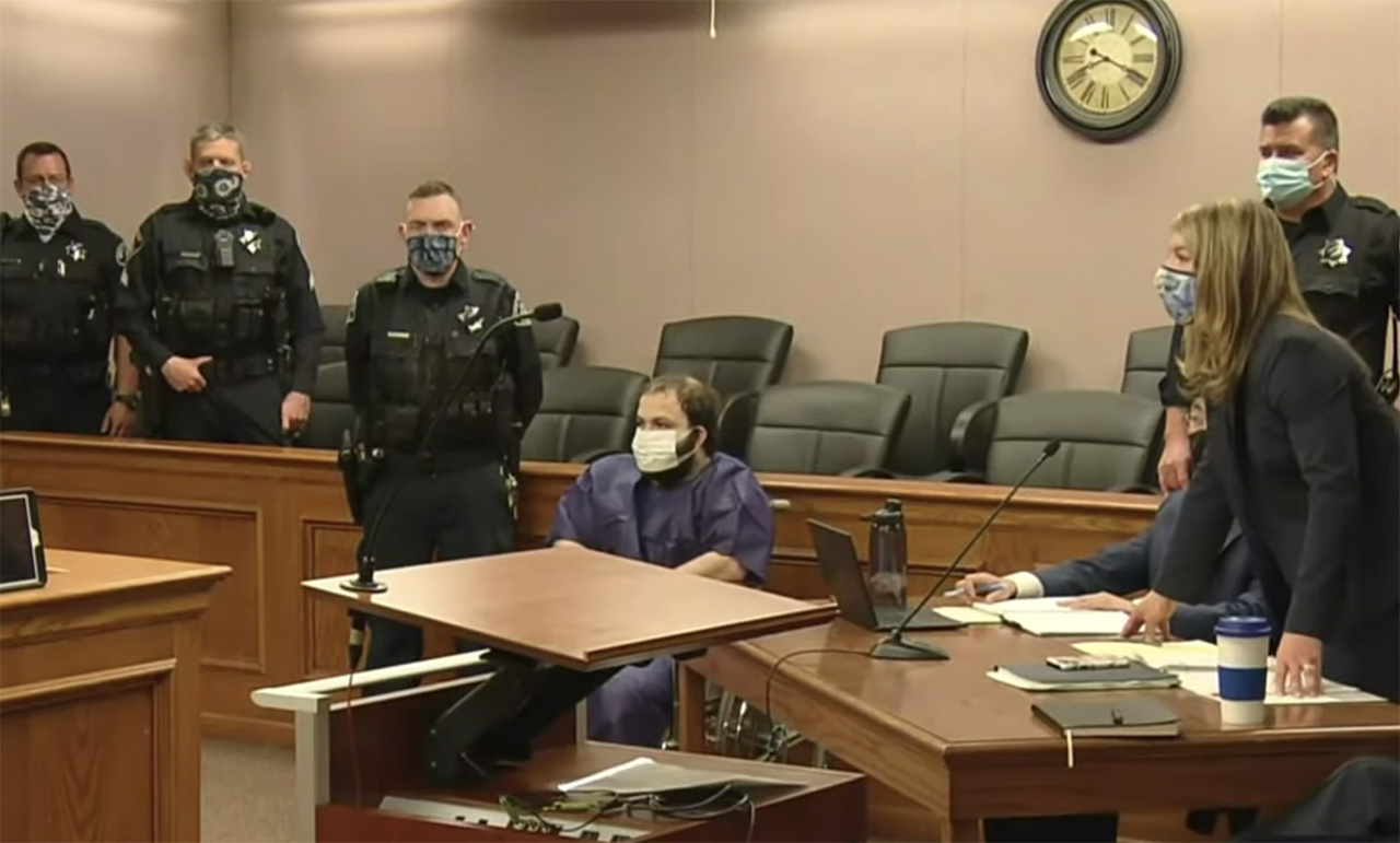 Ahmad Al Aliwi Alissa appears in court Thursday, March 25, 2021. He faces 10 counts of murder and an attempted murder charge stemming from the rampage on Monday at King Soopers grocery store in the Table Mesa section of Boulder.