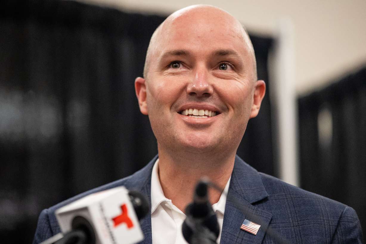 Gov. Spencer Cox talks to journalists before receiving his first dose of a COVID-19 vaccine at a vaccination site run by the Utah County Health Department in Spanish Fork on Thursday, March 25, 2021.