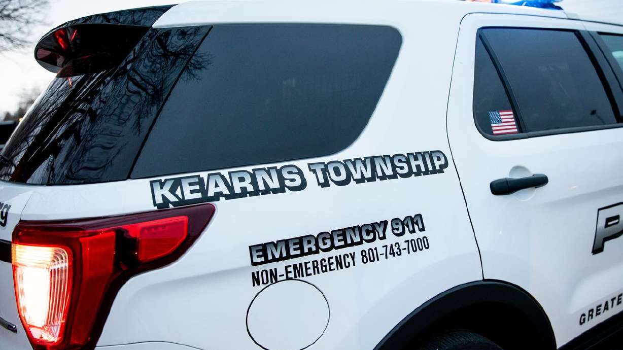 A Unified police vehicle is pictured in Kearns on March
9, 2021. A Murray man was charged Thursday with trying to cheer up
his friend who had broken up with his girlfriend by going to the
ex-girlfriend’s house in Kearns and shooting it.