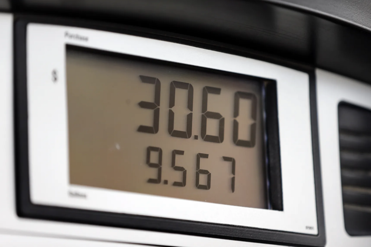 The price and the number of gallons pumped are displayed on a gas pump at Harts Gas & Food in Midvale on Wednesday, March 24, 2021.