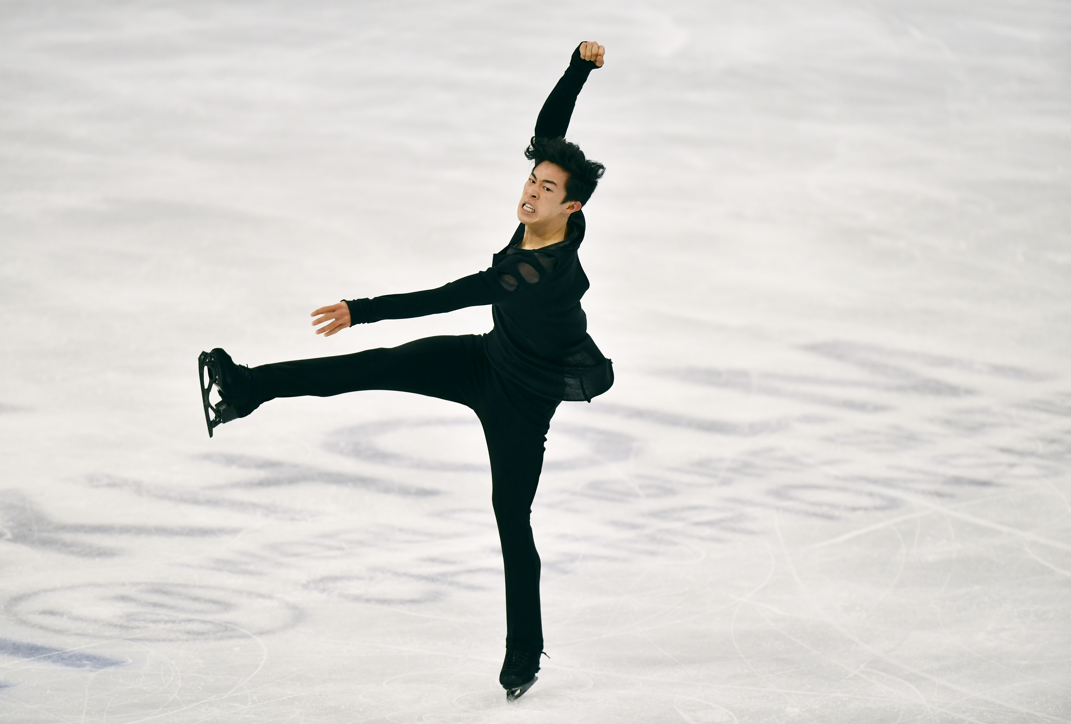 Nathan Chen of the USA performs during the Men Free Skating Program at the Figure Skating World Championships in Stockholm, Sweden, Saturday, March 27, 2021.