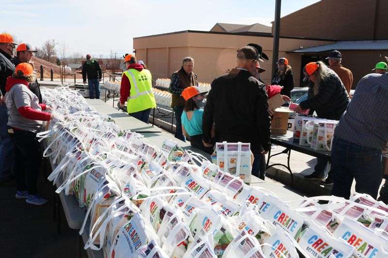 Donations from the Farmers Feeding Utah program await families in Kanab on Friday, March 26, 2021.