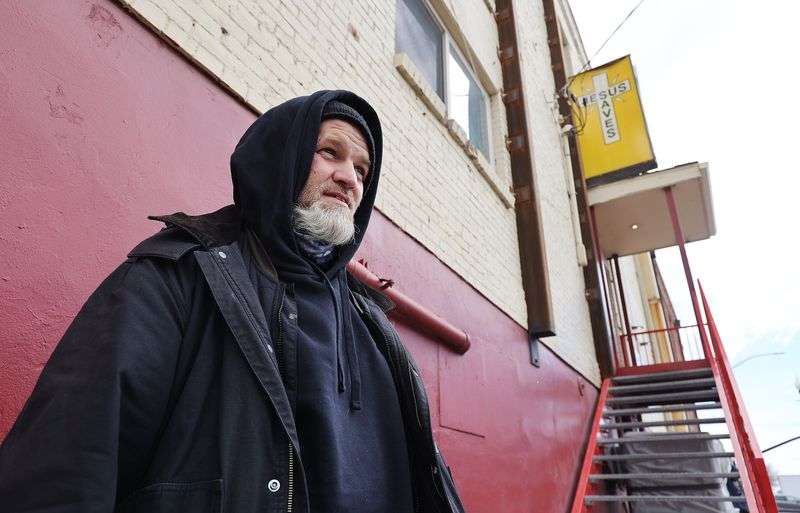 Robert Rudd, who is homeless, talks about receiving a COVID-19 vaccination at the Fourth Street Clinic in Salt Lake City on Tuesday, March 23, 2021.