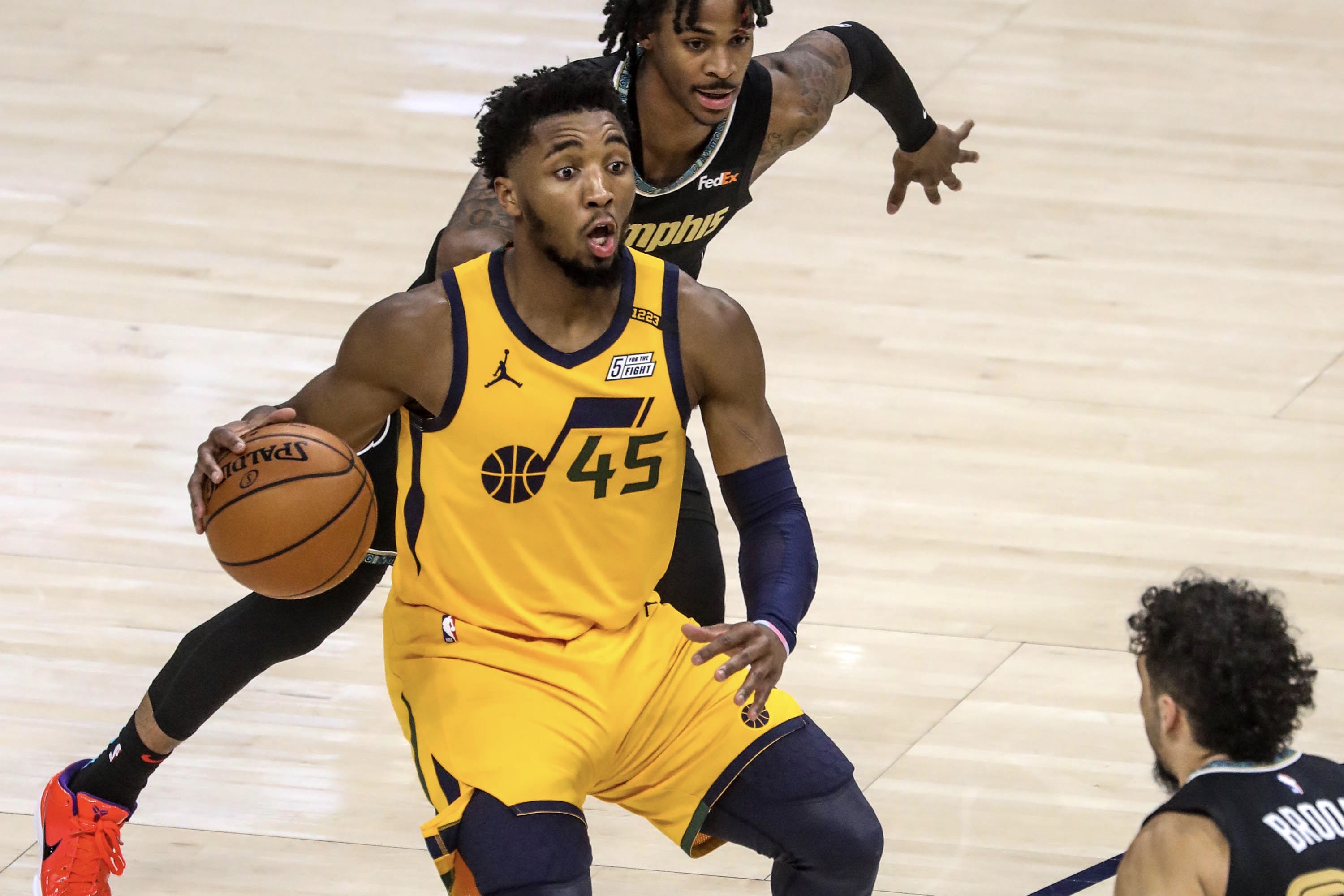 Utah Jazz guard Donovan Mitchell moves with the ball during the game at Vivint Smart Home Arena in Salt Lake City on Saturday, March 27, 2021. In an interview with GQ, Mitchell said he wants to speak to Utah lawmakers about the recent push to ban critical race theory concepts in schools. Advocates say his voice can make a difference in promoting equity and the teaching of important issues in schools.