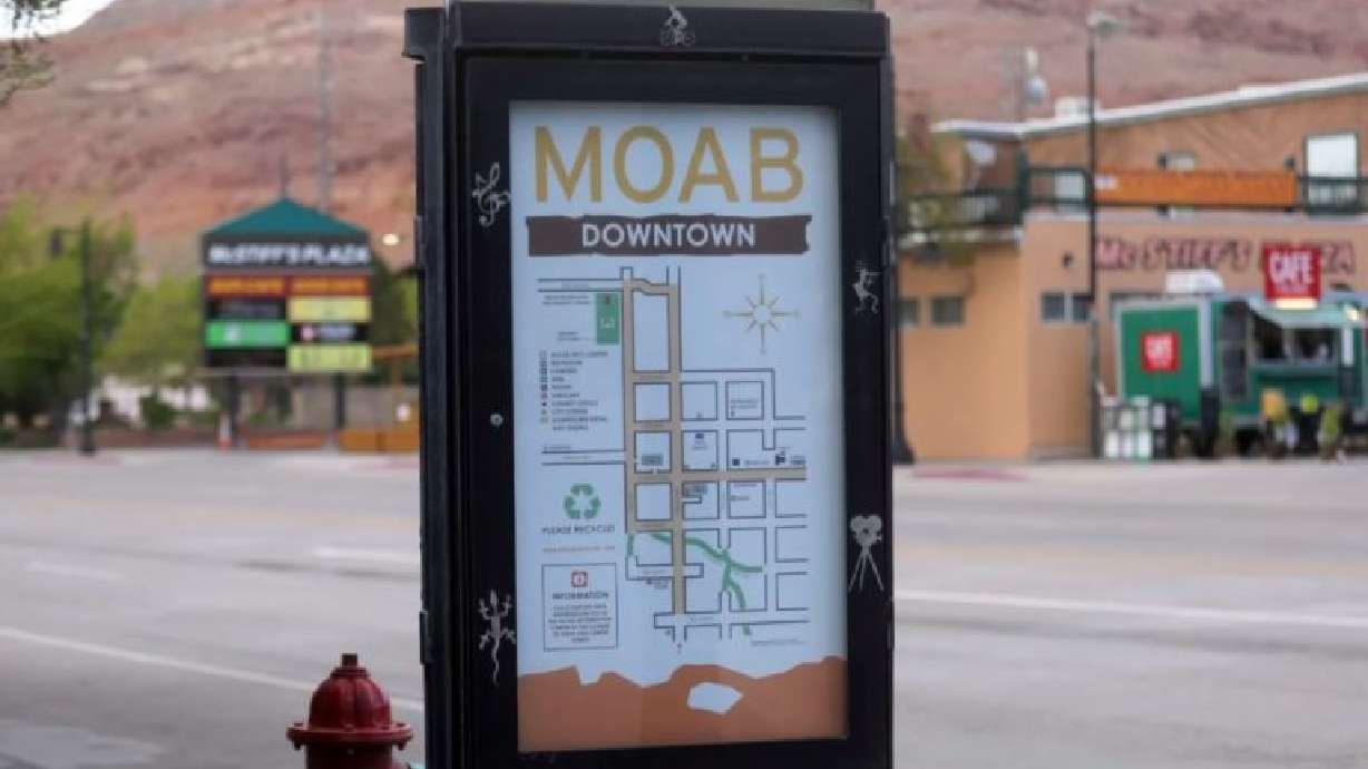 A map of downtown Moab is pictured in Moab on Saturday, April 18, 2020.