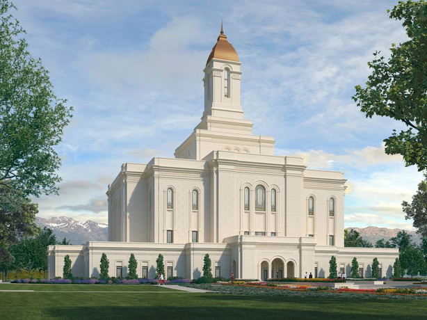 A rendering of the Deseret Peak Utah Temple.