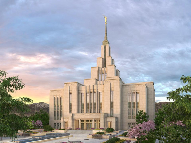 A rendering of the Saratoga Springs Utah Temple.