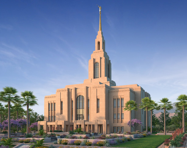 A rendering of the Red Cliffs Utah Temple.