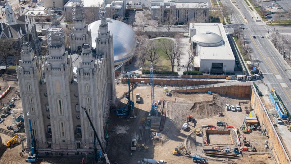 Construction is underway for the renovation of the Salt Lake Temple.