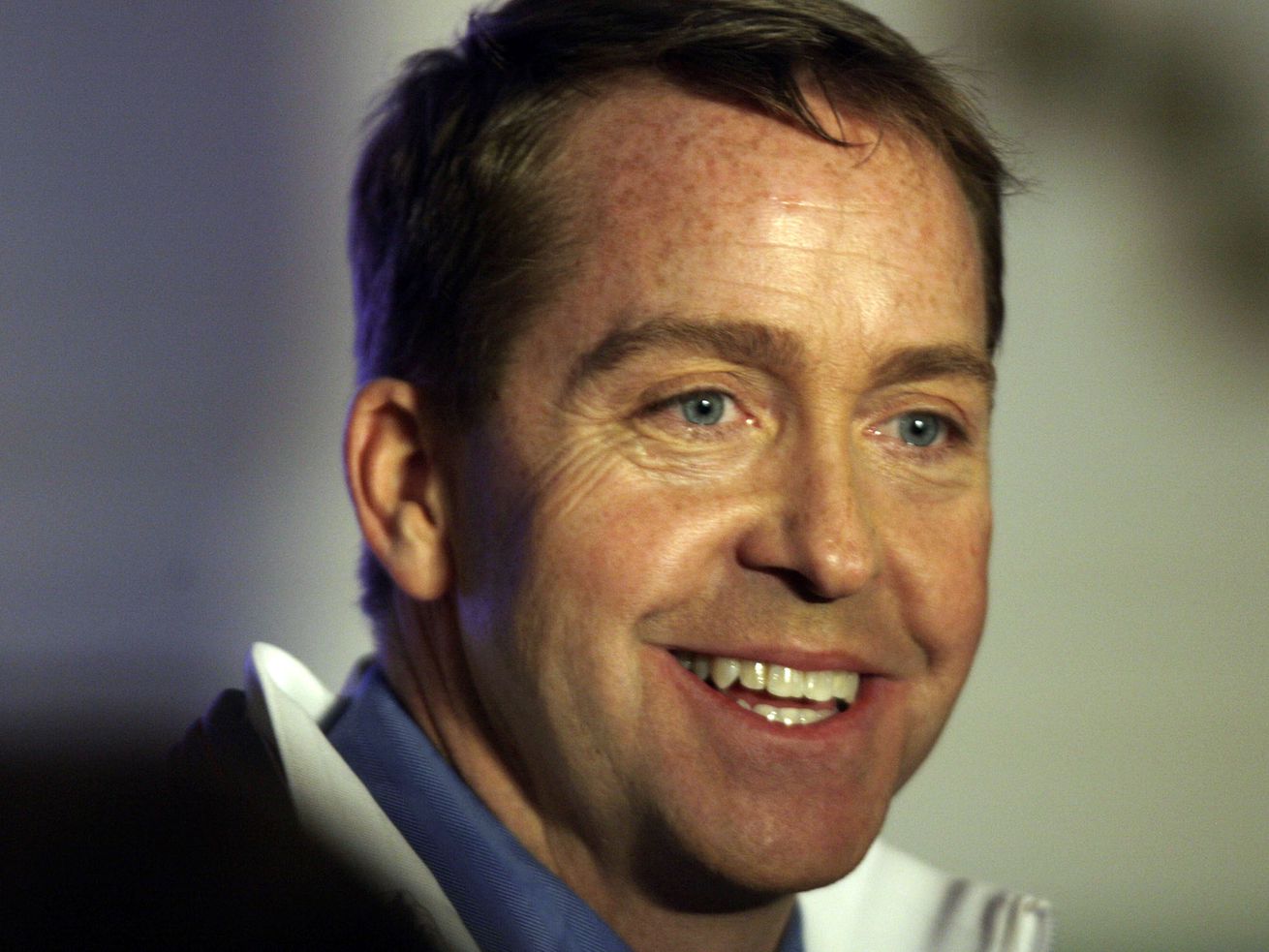 Olympic gold medalist Jimmy Shea smiles prior to Mitt
Romney speaking with 2002 SLOC volunteers and staff members at the
Grand Hall in Salt Lake City on Feb. 18, 2012. Shea is now faces
charges of aggravated sexual abuse of a child and sexual battery.