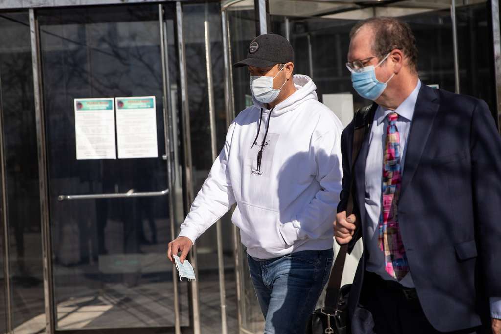 Stuart Smith leaves the United States District Court in Salt Lake City on Tuesday, March 30, 2021. Smith, along with “Real Housewives of Salt Lake City” star Jen Shah, faces federal fraud charges in New York.