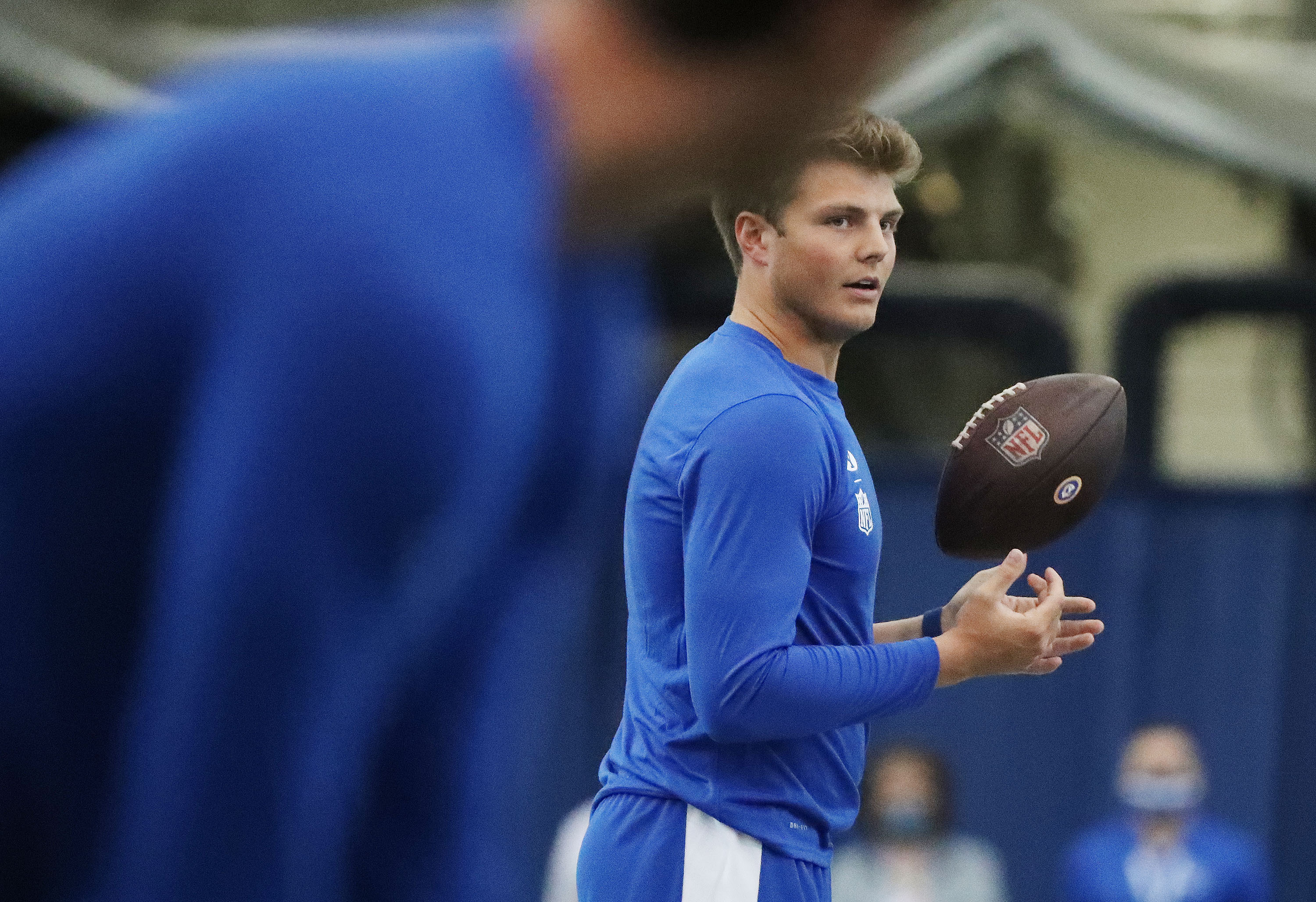 Quarterback Zach Wilson throws during BYU pro day in Provo on Friday, March 26, 2021.