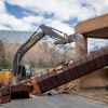 Former state-of-the-art Dee Events Center marquee comes tumbling down