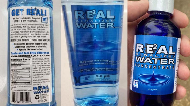 Images of various Real Water products that, according to the Food and Drug Administration, were recalled in March 2021 after links to non-viral hepatitis.