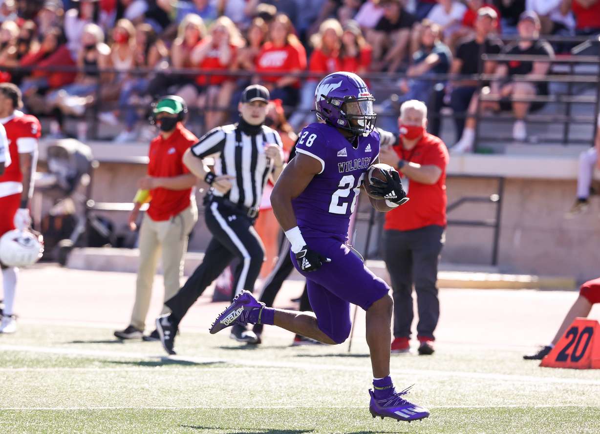 Weber State running back Dontae McMillan trots into the end zone during the Wildcats' 19-16 win over in-state rival Southern Utah, Saturday, April 3, 2021 in Cedar City.